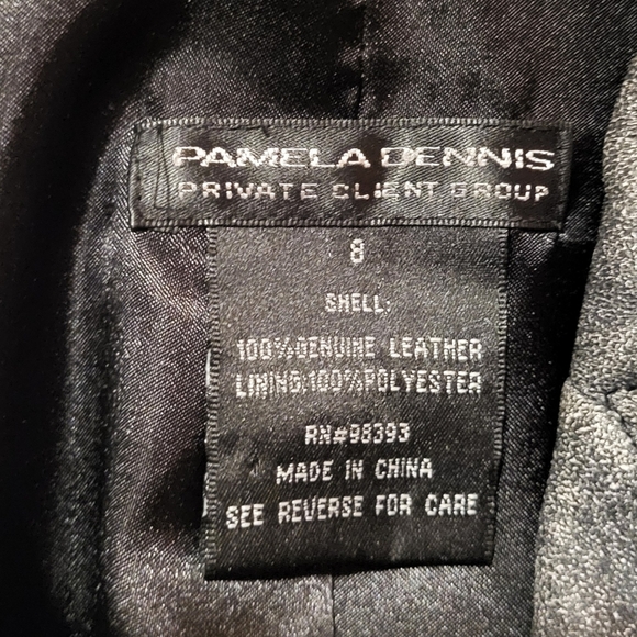 Pamela Dennis Private Client Group Distressed Leather Black/Gray Jacket Size 8 - Picture 8 of 8